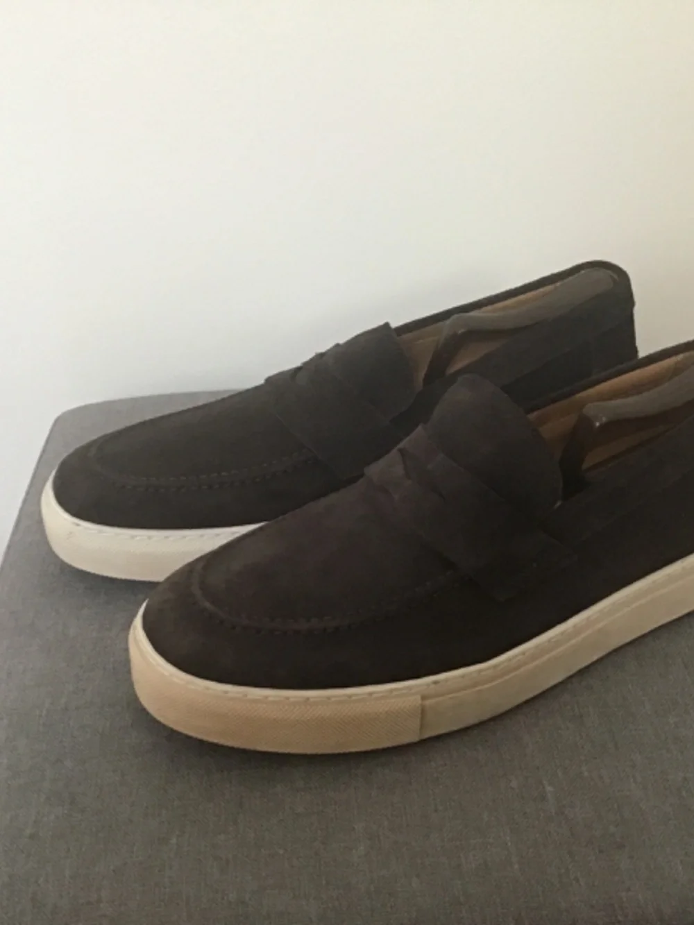 Brook brothers chocolate suede boat shoes loafers size 11